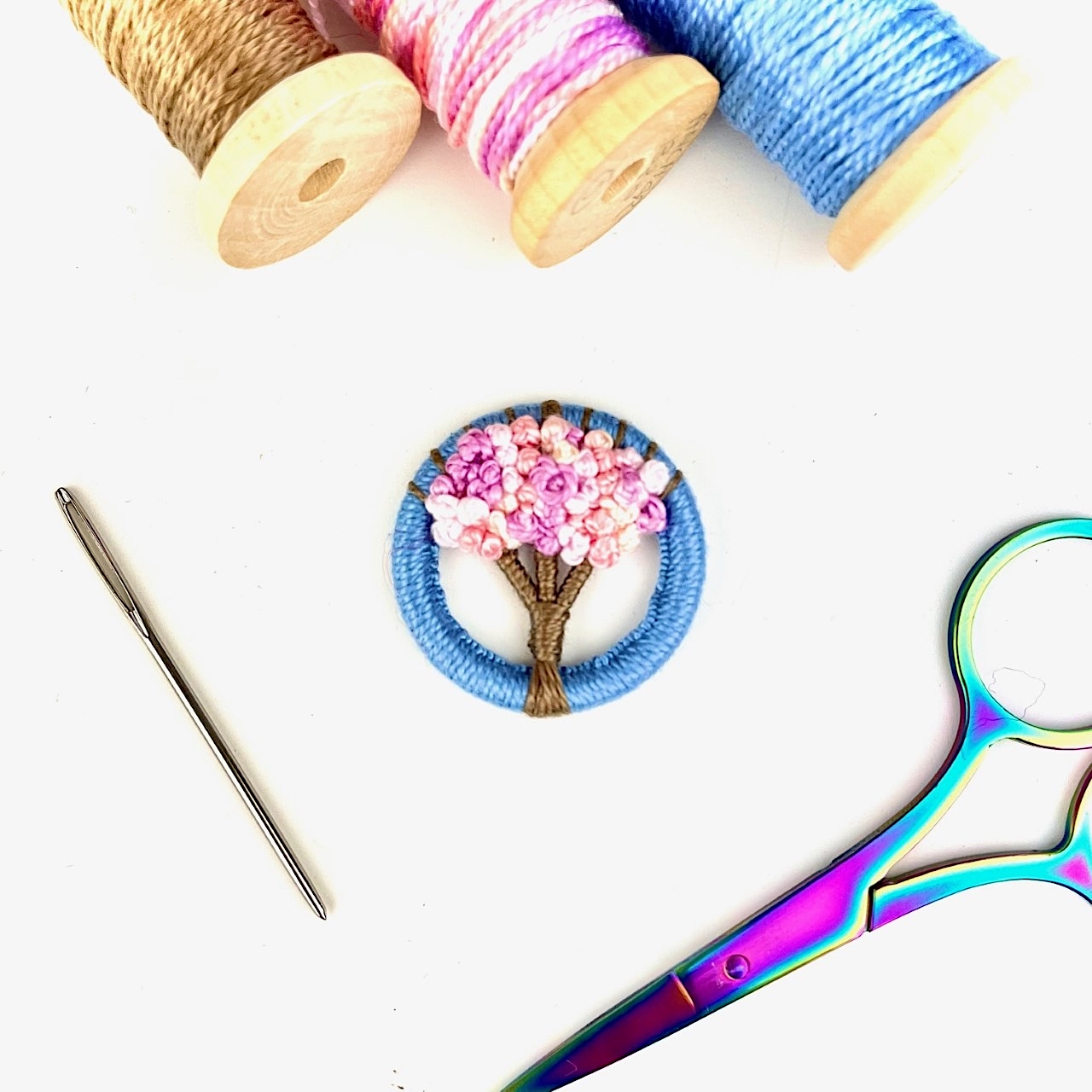 Spring Blossom Tree Dorset Button Brooch