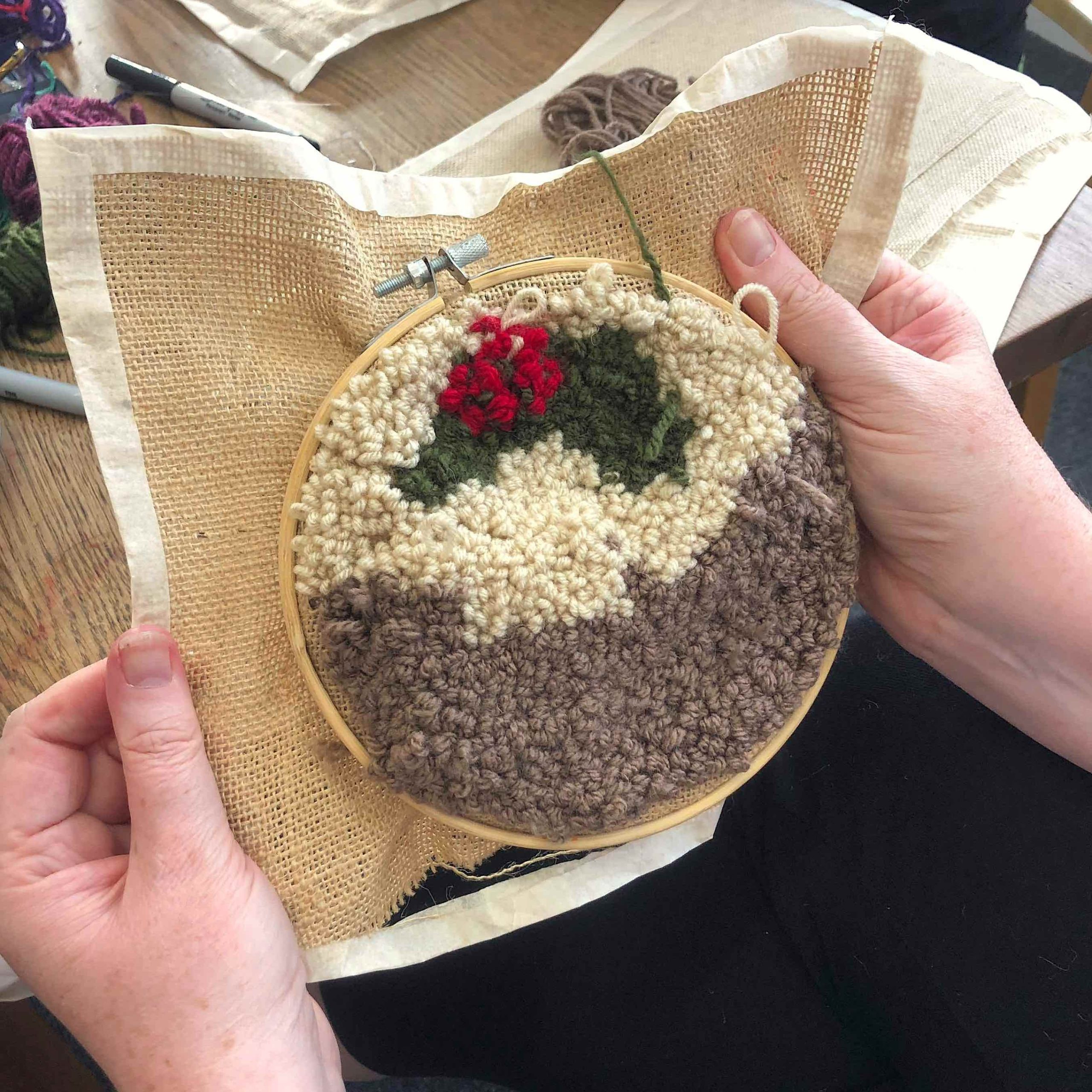 Punch Needle Christmas Pudding